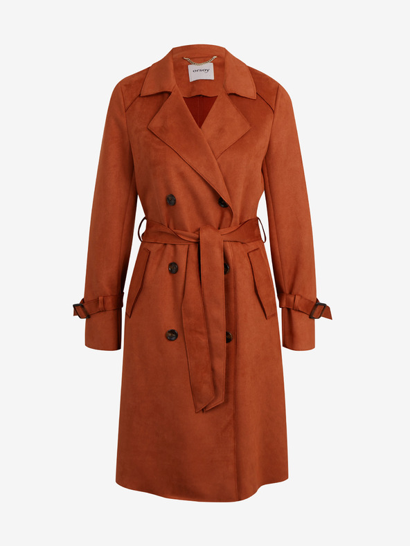 Orsay Ziegelfarbener Damen-Trenchcoat aus Wildleder ORSAY