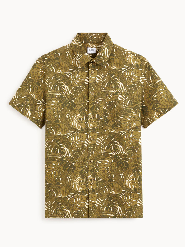 Celio Khaki Herrenhemd gemustert Celio Daprinti