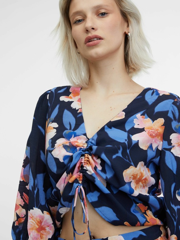 Orsay Dunkelblaue Bluse mit Blumenmuster ORSAY