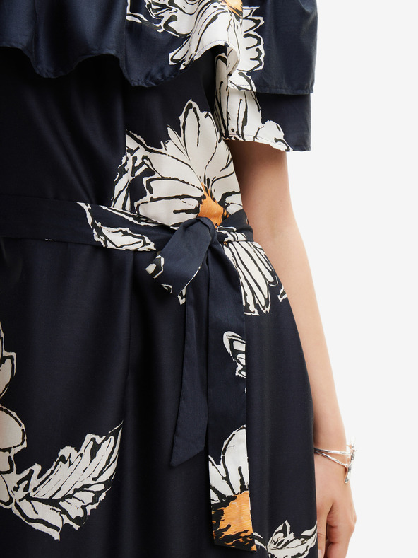 Desigual Schwarzes geblümtes Damen-Midikleid Desigual Georgeo
