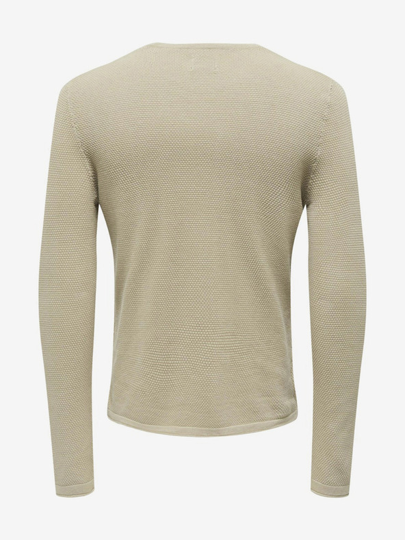 ONLY & SONS Beige Herren-Basispullover ONLY & SONS Panter