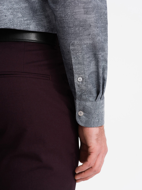 Ombre Clothing Grau gemustertes Herrenhemd Ombre Clothing