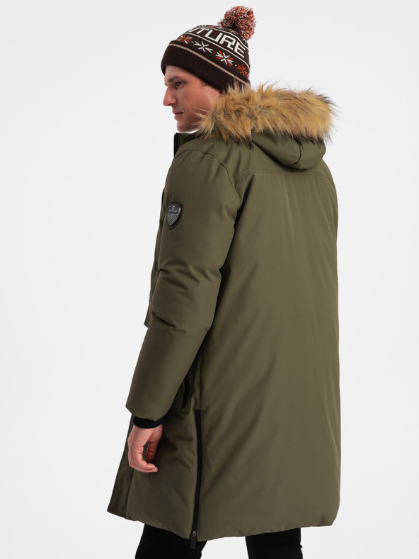 Ombre Clothing Herren Winterjacke mit grünem Kunstpelz Ombre Clothing Alaskan