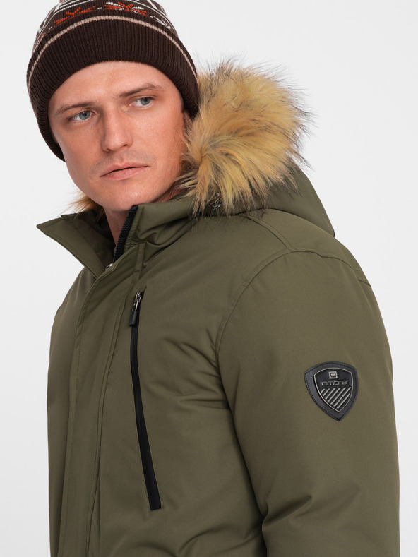Ombre Clothing Herren Winterjacke mit grünem Kunstpelz Ombre Clothing Alaskan