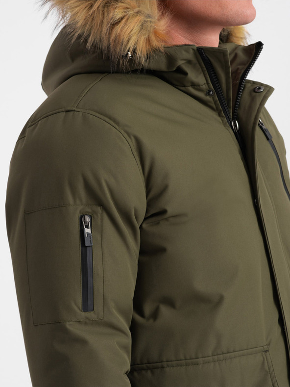 Ombre Clothing Herren Winterjacke mit grünem Kunstpelz Ombre Clothing Alaskan