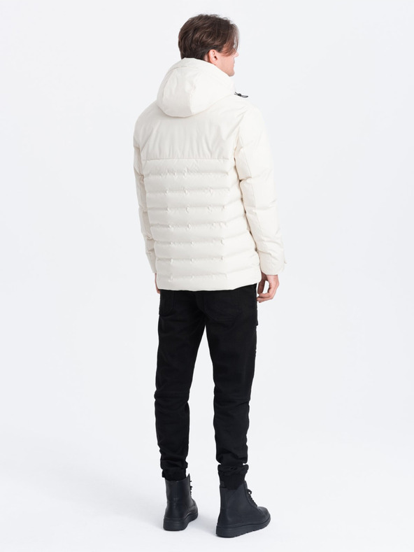 Ombre Clothing Cremefarbene Herren Steppwinterjacke Ombre Kleidung