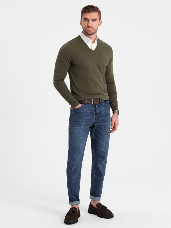 Ombre Clothing Grün Herren Hemdkragen Pullover Ombre Kleidung