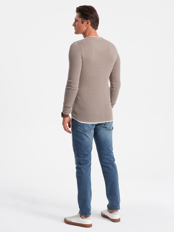 Ombre Clothing Beige Herren Pullover Ombre Kleidung