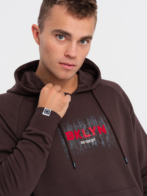 Ombre Clothing Dunkelbraunes bedrucktes Sweatshirt für Männer Ombre Clothing