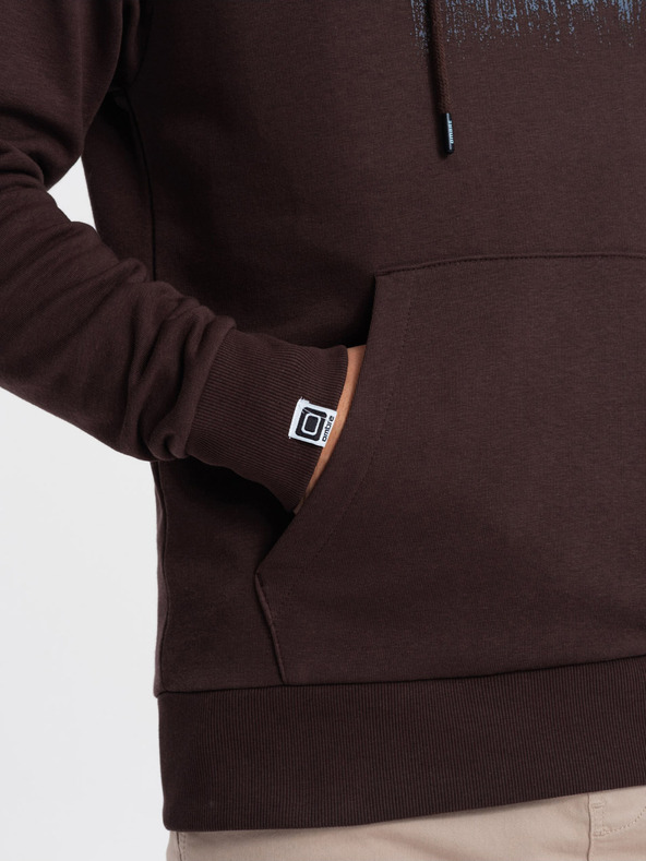 Ombre Clothing Dunkelbraunes bedrucktes Sweatshirt für Männer Ombre Clothing