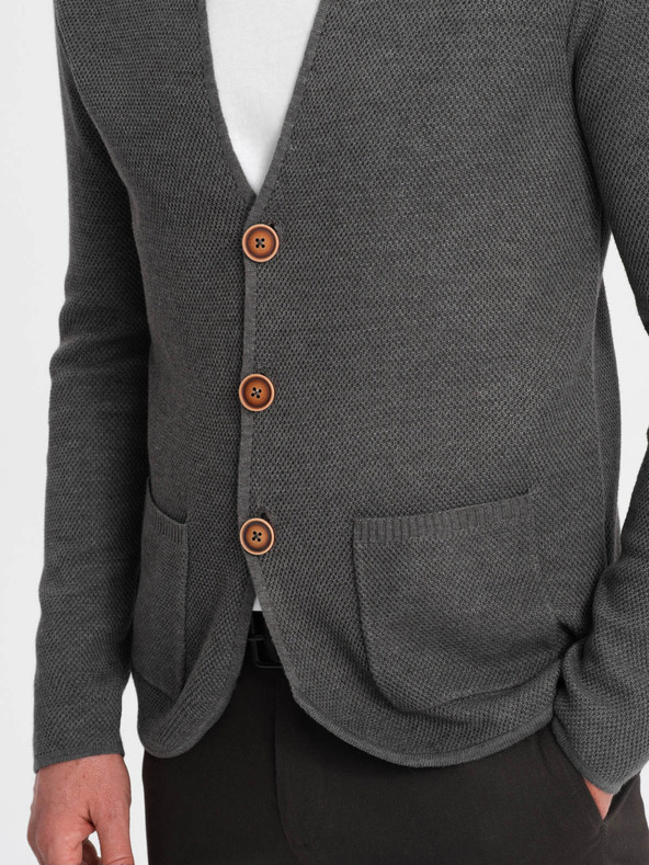 Ombre Clothing Graue Herren Strickjacke mit Taschen Ombre Clothing