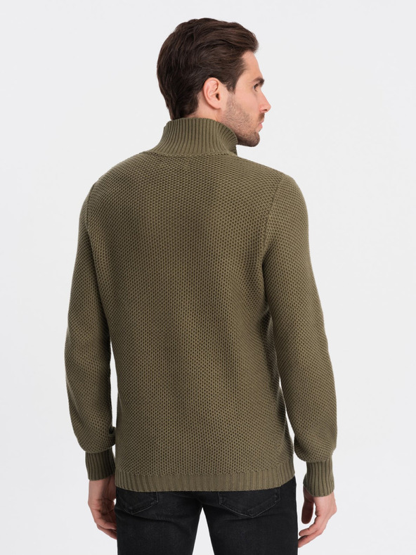 Ombre Clothing Khaki Herren Kragenpullover Ombre Clothing