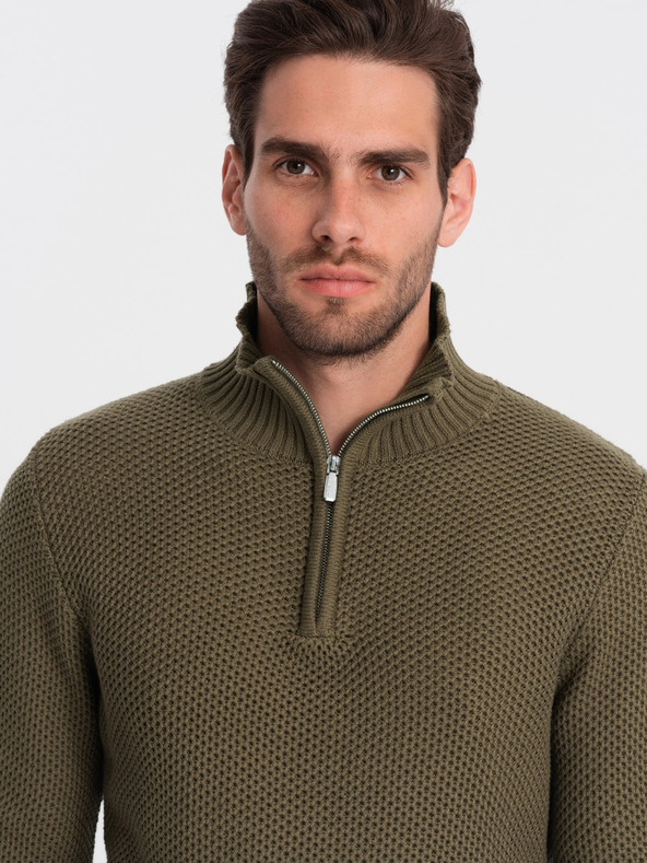 Ombre Clothing Khaki Herren Kragenpullover Ombre Clothing