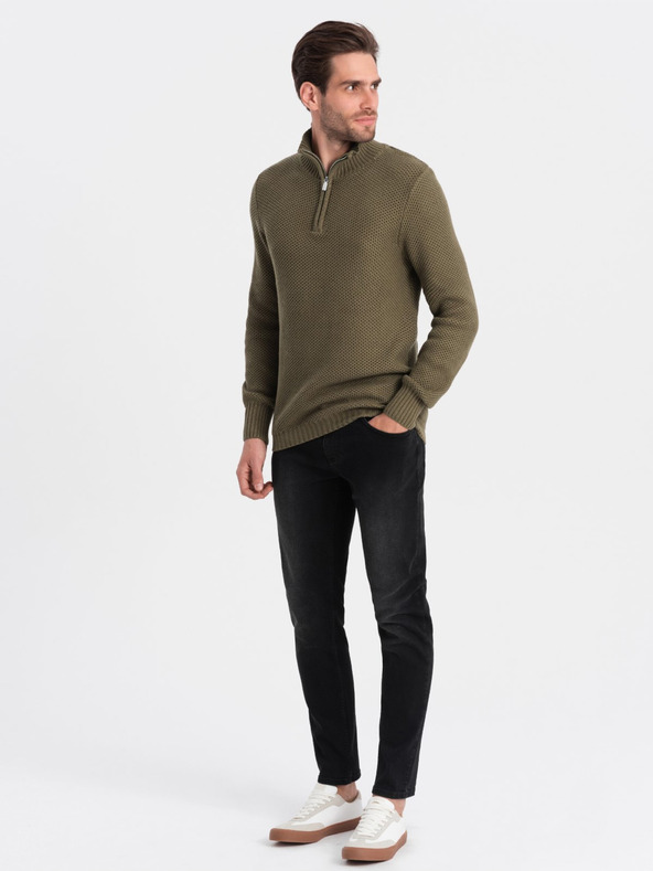 Ombre Clothing Khaki Herren Kragenpullover Ombre Clothing