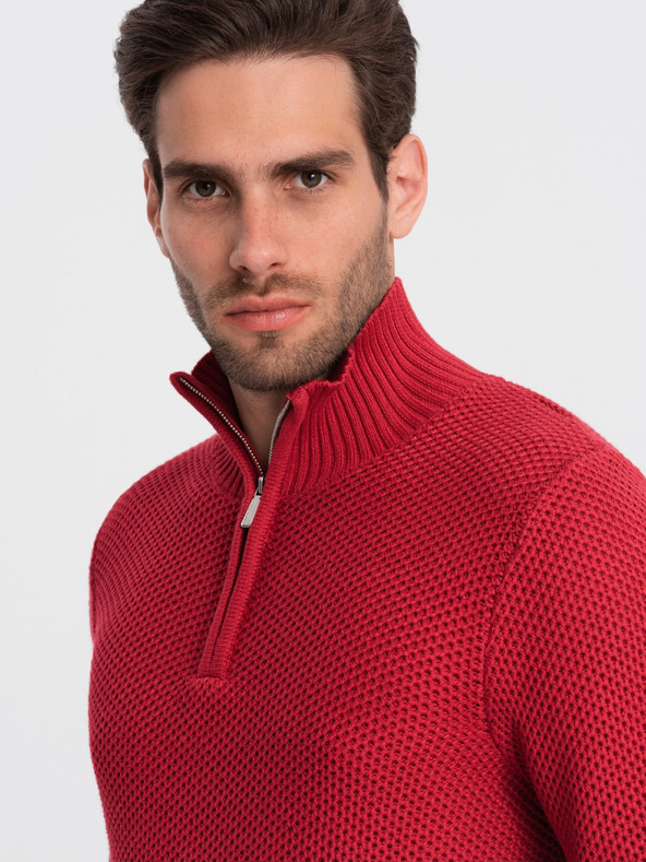 Ombre Clothing Rot Herren Kragenpullover Ombre Kleidung