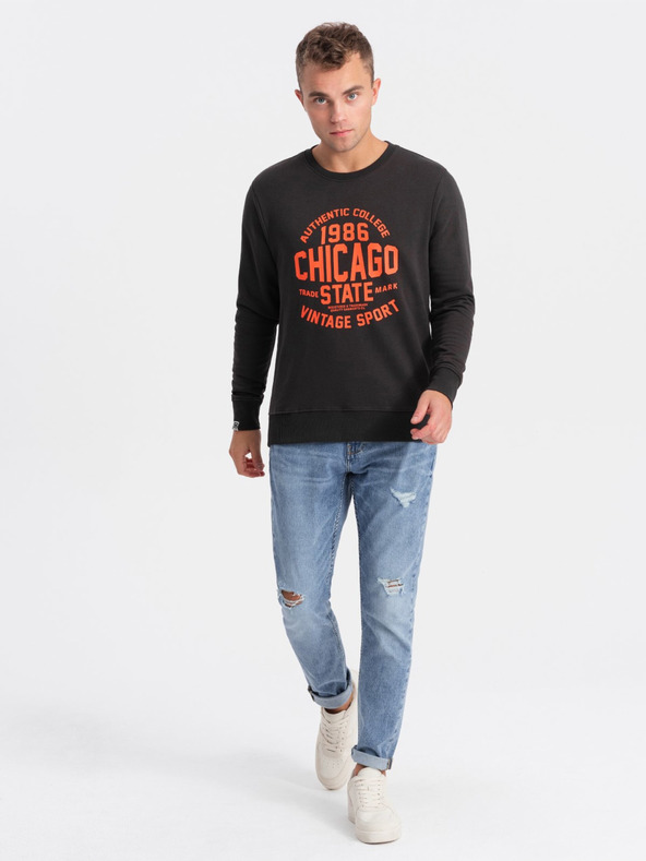 Ombre Clothing Dunkelbraunes bedrucktes Sweatshirt für Männer Ombre Clothing