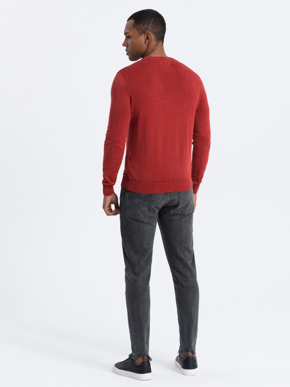 Ombre Clothing Roter Herren-Basispullover mit V-Ausschnitt Ombre Kleidung