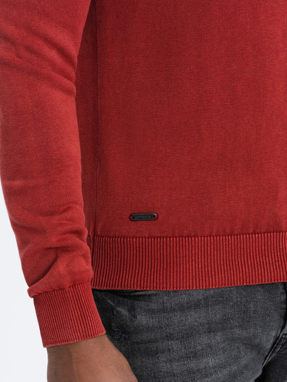 Ombre Clothing Roter Herren-Basispullover mit V-Ausschnitt Ombre Kleidung