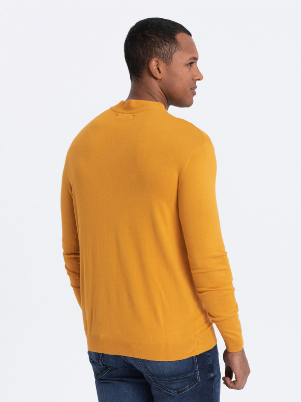 Ombre Clothing Senfgelber Herren-Basic-Pullover mit Stehkragen Ombre Clothing