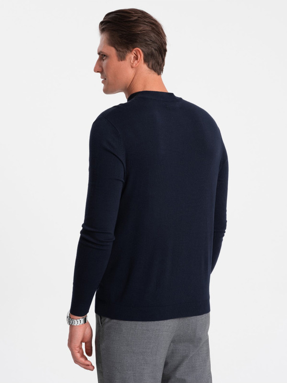 Ombre Clothing Dunkelblauer Herren-Basic-Pullover mit Stehkragen Ombre Clothing