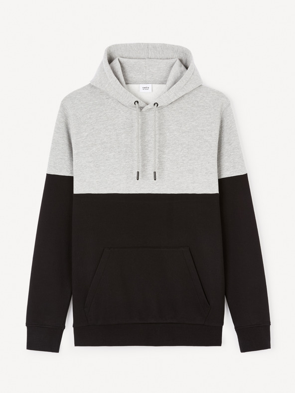 Celio Schwarz-grauer Herren-Kapuzenpullover Celio Jecobloco