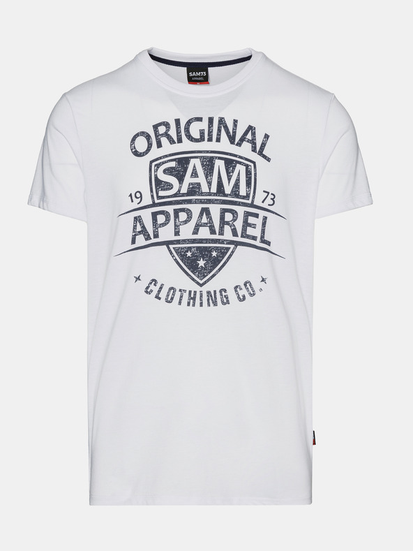 Sam 73 Weißes bedrucktes Herren-T-Shirt SAM 73 Liam