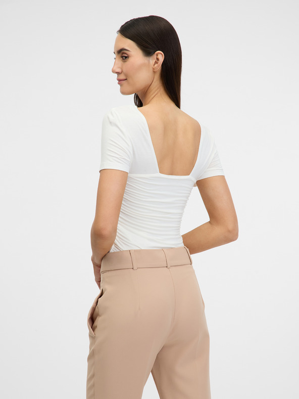 Orsay Cremefarbenes Kurzarm-T-Shirt für Frauen ORSAY