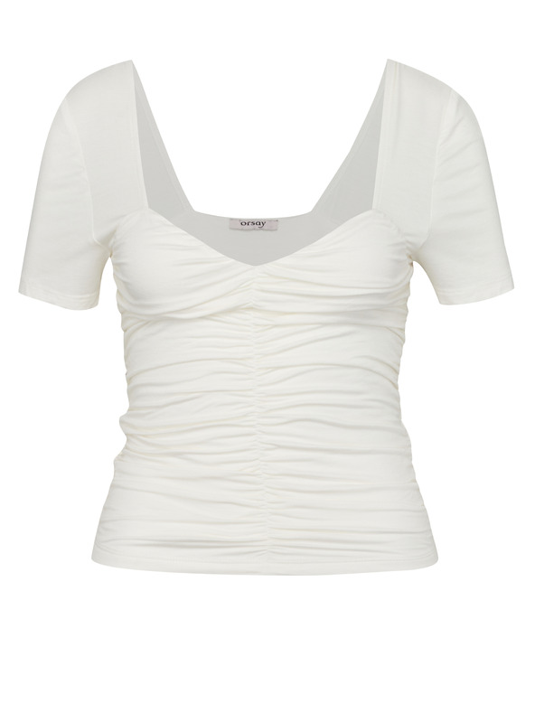 Orsay Cremefarbenes Kurzarm-T-Shirt für Frauen ORSAY