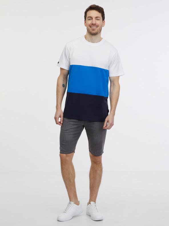 Sam 73 Weißes und blaues Herren-T-Shirt SAM 73 Norman