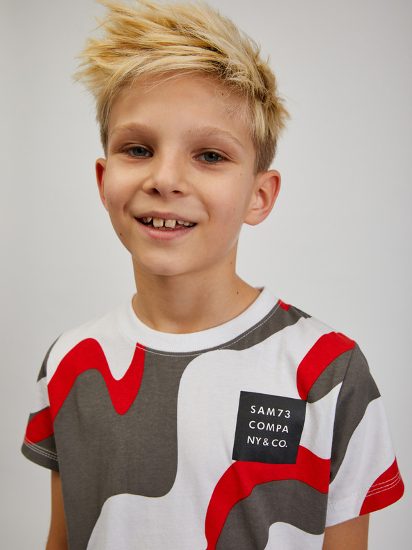 Sam 73 Graues und rotes gemustertes T-Shirt für Jungen SAM 73 Oscar