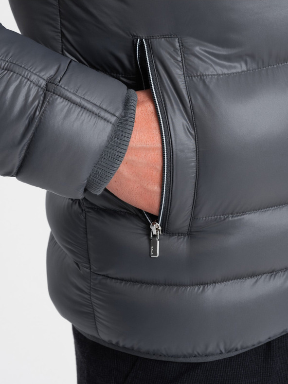 Ombre Clothing Graue Herren Stepp-Winterjacke Ombre Kleidung