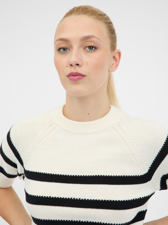 Orsay Cremefarbener Damen-Kurzarmpullover ORSAY