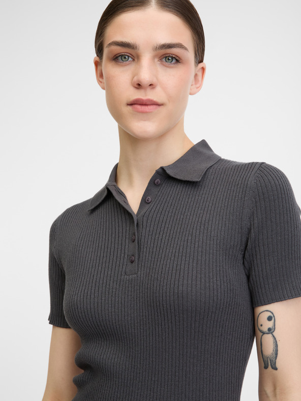 Orsay Dunkelgraues Damen-T-Shirt mit kurzen Ärmeln ORSAY