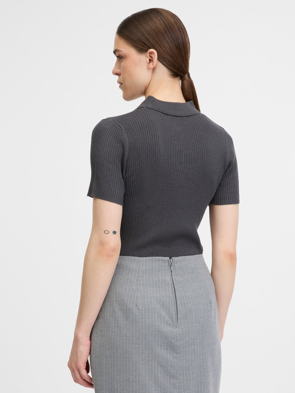 Orsay Dunkelgraues Damen-T-Shirt mit kurzen Ärmeln ORSAY