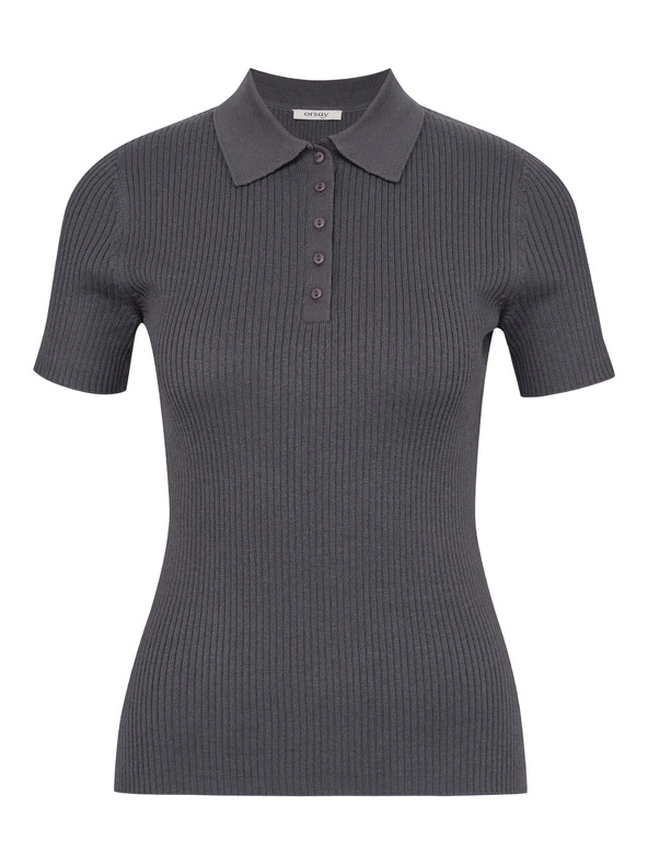 Orsay Dunkelgraues Damen-T-Shirt mit kurzen Ärmeln ORSAY