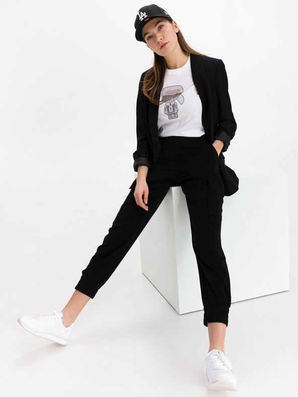 Karl Lagerfeld Weißes gemustertes Damen-T-Shirt KARL LAGERFELD