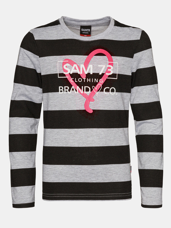 Sam 73 Schwarz-grau gestreiftes Mädchen-T-Shirt SAM 73 Hope