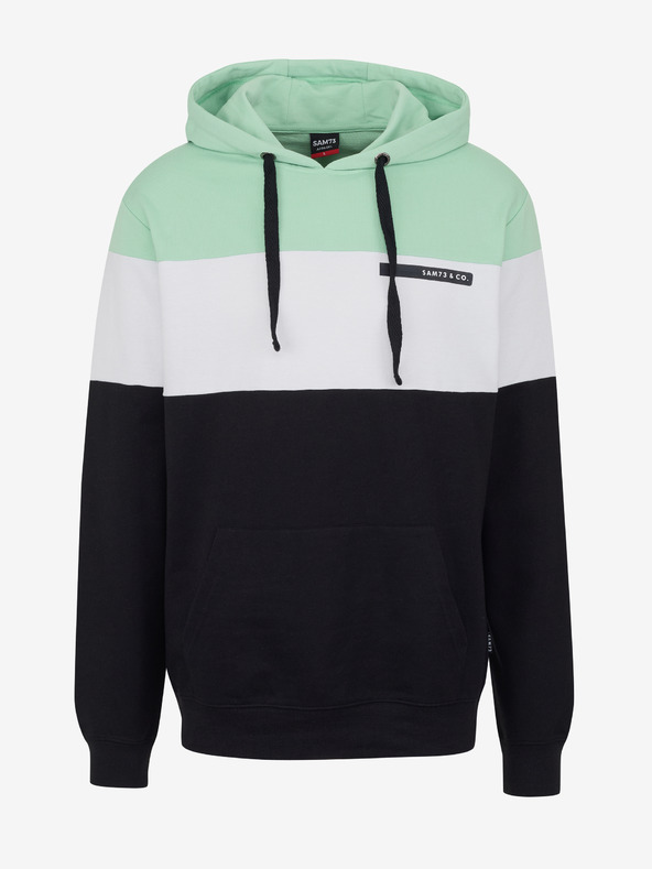 Sam 73 Grün-schwarzer Herren-Kapuzenpullover SAM 73 Gerado