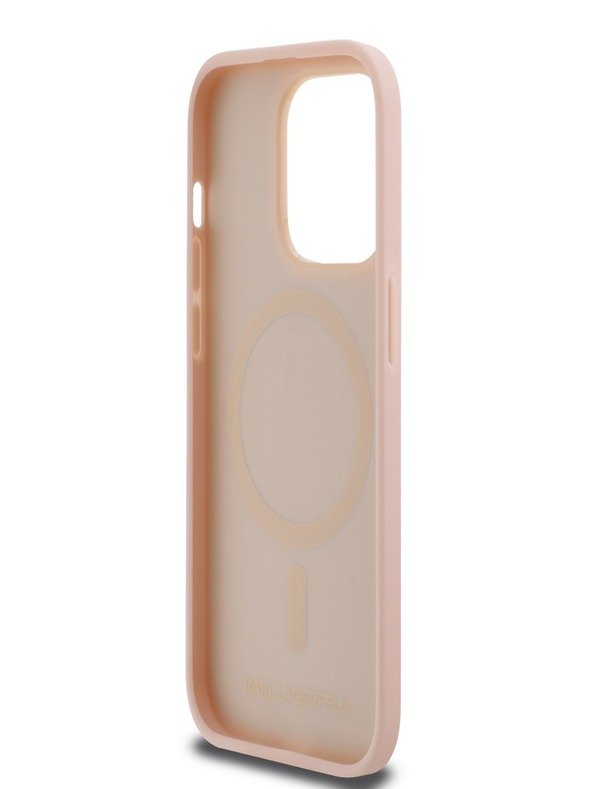 Karl Lagerfeld PU Leder Monogramm Metall Logo Magsafe Schutzhülle für iPhone 14 Pro Max Rosa Karl Lagerfeld