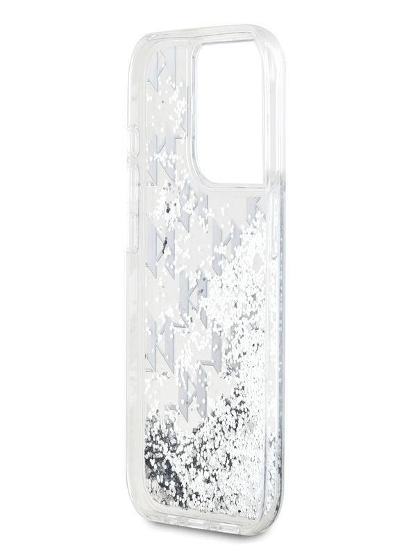 Karl Lagerfeld Liquid Glitter Monogram Gradient Back Cover für iPhone 15 Pro Max Weiß Karl Lagerfeld