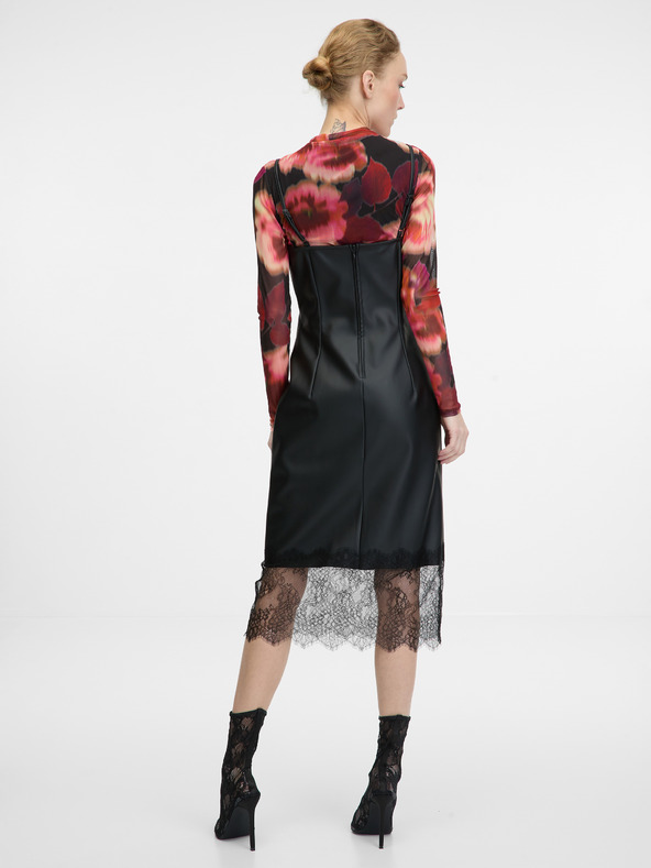 Orsay Schwarzes Damen-Midi-Kleid aus Lederimitat ORSAY