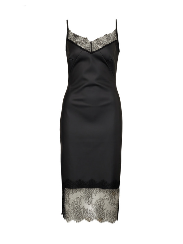 Orsay Schwarzes Damen-Midi-Kleid aus Lederimitat ORSAY