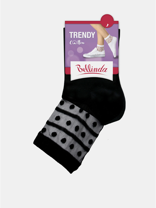 Bellinda Schwarze Damensocken mit dekorativen Details Bellinda TRENDY COTTON SOCKS
