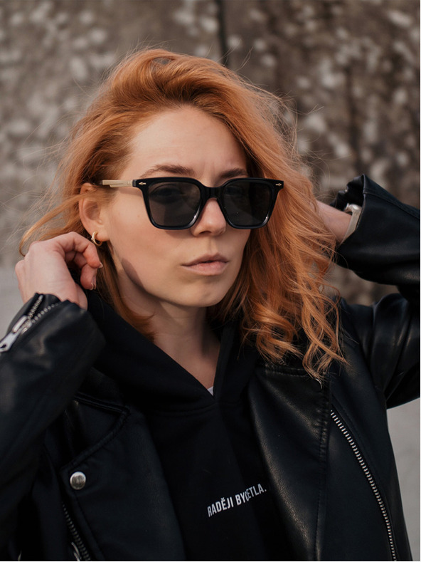 VEYREY Schwarze polarisierte Sonnenbrille VeyRey Nerd Fowl