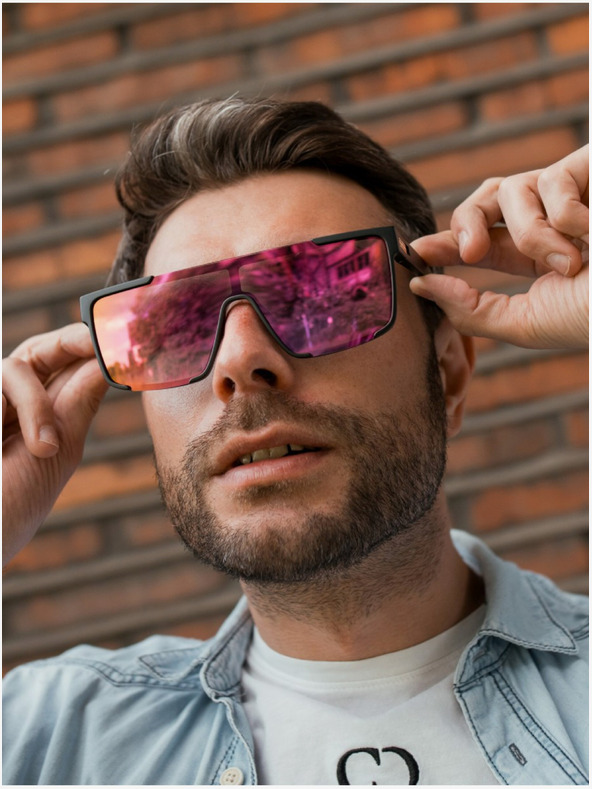 VEYREY VeyRey Sonnenbrille Eltuk Polarisierende Sonnenbrille Semi-Frame Lila Gläser Universal