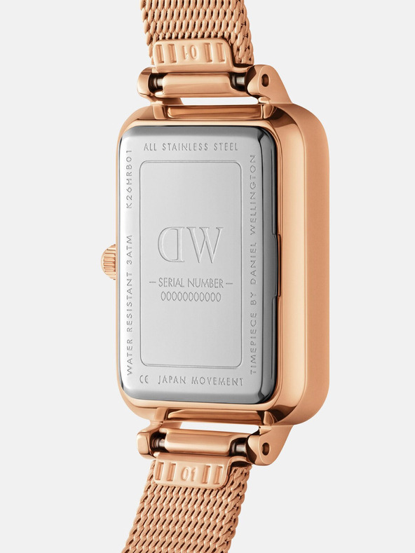 Daniel Wellington Rosa und goldene Damenuhr Daniel Wellington mesh Quadro Melrose