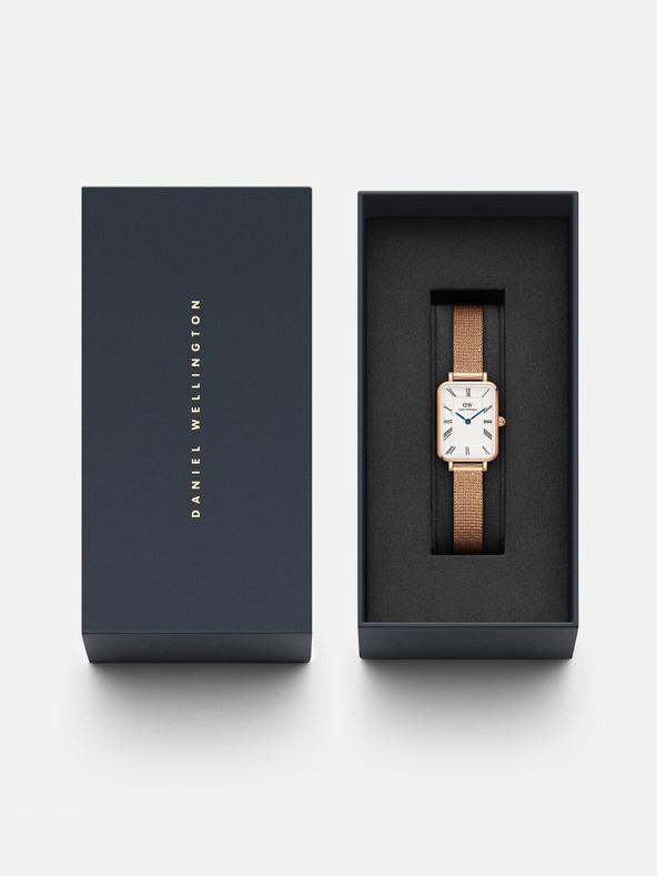 Daniel Wellington Rosa und goldene Damenuhr Daniel Wellington mesh Quadro Melrose