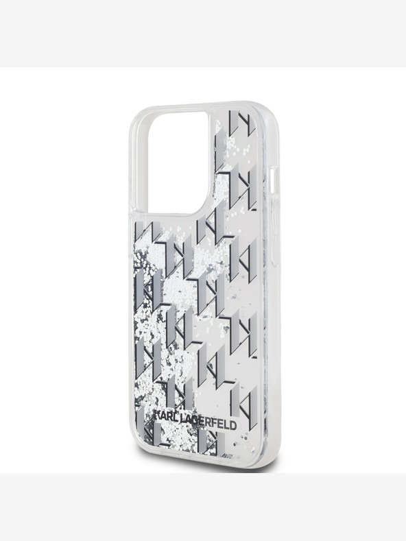 Karl Lagerfeld Liquid Glitter Monogram Gradient Back Cover für iPhone 14 Pro Max Weiß Karl Lagerfeld