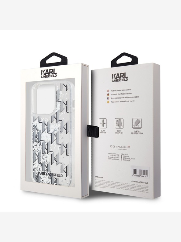 Karl Lagerfeld Liquid Glitter Monogram Gradient Back Cover für iPhone 14 Pro Max Weiß Karl Lagerfeld