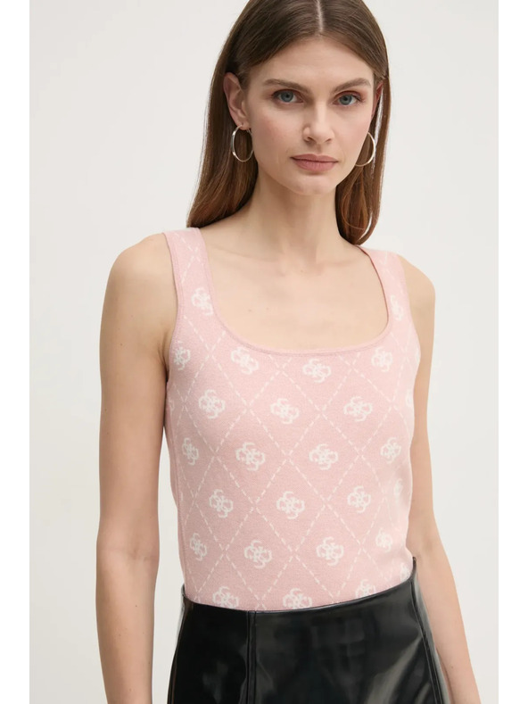 Guess Jeans Damen Rosa Top mit Ganzdruck 4G von Guess Jeans